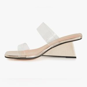 City Chic Transparent Strap Metallic Wedges